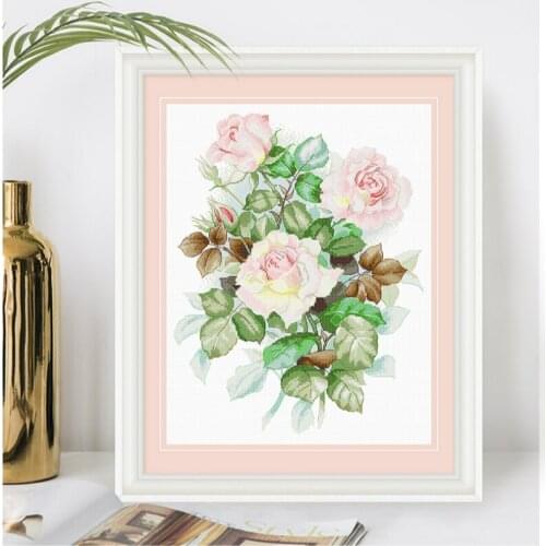 Рукоделие Embroidery kits cross stitch Three pink roses are suitable for killing time at home decoration for bedroom