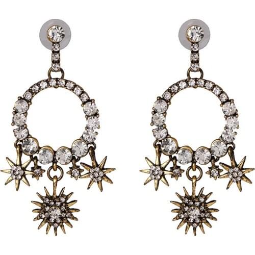 Fashion Crystal Earrings Women Charm Large Statement Metal Drop Earrings Vintage Party Wedding Jewelry Accessories Gifts