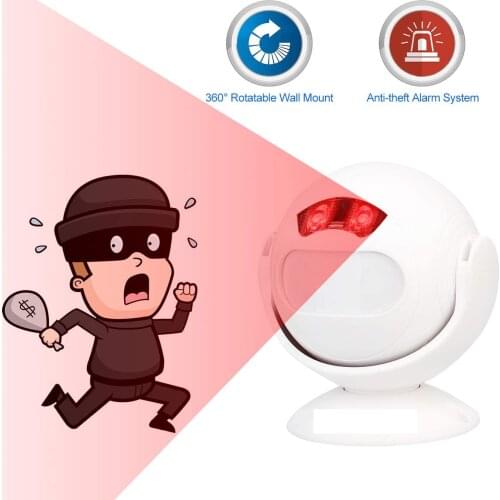 Wireless PIR Infrared Motion Detector Alarm Entry Alert Welcome Doorbell with LED Night Light for Shop Store Home Villa Office