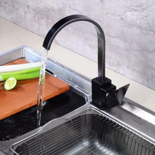 Kitchen Faucet Black Oil Brushed Finished Kitchen Sink Faucet Single Handle Deck Mounted Flexible Mixer Taps Copper