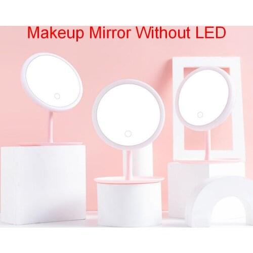 Without LED Makeup Mirror Vanity Mirror Table Desk Cosmetic Mirror With Storage