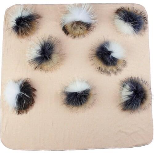 Newborn Baby Warm Cotton Swaddling Blanket Travel Sleeping Bedding Swaddles Wrap With 15cm Triple Color Real Fur Pompom