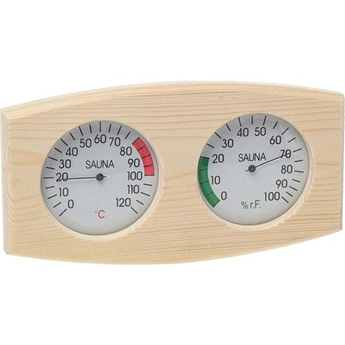 Pine Wood Sauna Thermometer Hygrometer Digital 2 In 1 Sauna Room Durable