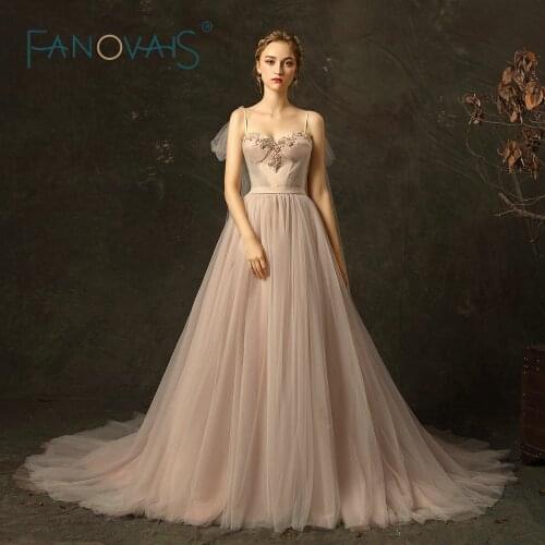 Tulle Wedding Dress with Detachable Ribbons Princess Beach Boho Wedding Dresses Vestidos De Novia 2019 Robe De Soiree