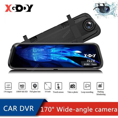 Xgody Car Dash Camera Dual Cameras Mirror Car Video Recorder Dash Cam Full HD Dash Cam Mirror Car Dvr Mirror Dual Lens Recorder