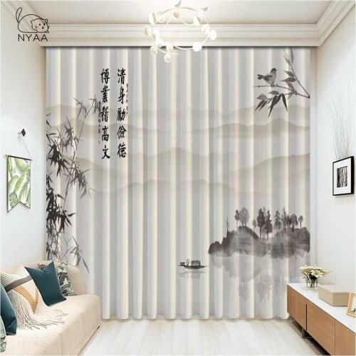Oriental Mountain Landscape Room Curtains French Window Curtains For Kitchen Living Room Curtain For Dining Room Micro Shading