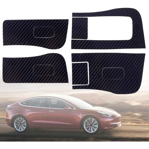2019 Hot Sale 5D Carbon Fiber Window Glass Lift Panel Button Protective Film Decorative Sticker Fit For Tesla Model 3