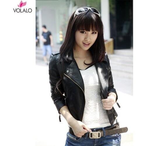 2019 Autumn Women Black Slim Cool Lady PU Leather Jackets Sweet Female Zipper Faux Femme Outwear Coat Plus Size