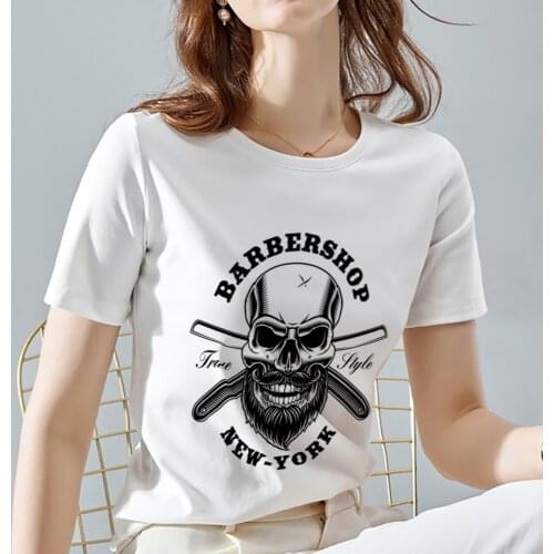 Womens Summer T-shirt Top Gothic Style Demon Skull Print T-shirt Slim Casual Comfortable Soft Round Neck Short-sleeved Top