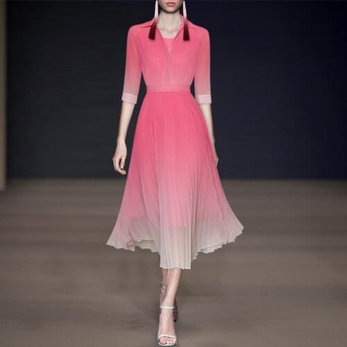 2021 Summer Skirt Sets Women Pink Half Sleeve Top+High Waist Fade color Pleated Skirt Two Pieces Set