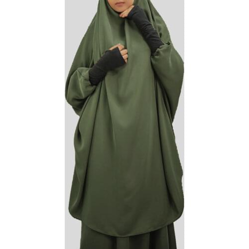 Khimar Jilbab Abaya Women Two Piece Muslim Set Hooded Long Top + Skirt Ramadan Prayer Islamic Clothing Long Robe Femme Musulmane