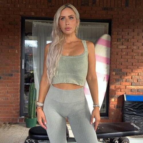 New Washed Seamless Yoga Set Women Fitness Sports Suit Sexy Tight-fitting Running Leggings High Waist Workout Set Yoga Outfits
