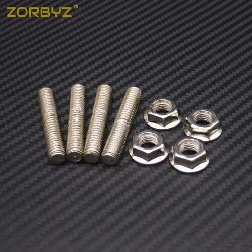 ZORBYZ Exhaust Port Studs & Nuts Pipe Butt Screws Both-Ends Screw-In Bolts For Harley Sportster XL 1200 883 86-17 Big Twin 84-16
