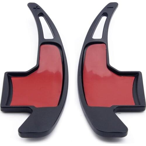 1Pair Front Center Steering Wheel Shift Paddle Shifter Trim Cover Black Aluminum Alloy Fit for Ford Mustang 2015 2016 2017