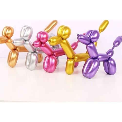 100pcs Magic Long Balloons Twisted Balloon Pet Dog Creative Balloon Dog Metallic Balloons Happy Birthday Party decoration Globos
