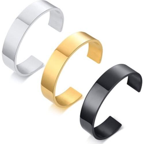 15MM stainless steel open bracelet gold neutral Bangle For Women Men Jewelry Gold Silver Black