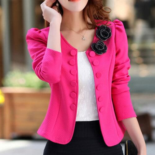 2018 Outono Mulheres Jaqueta Dupla Breasted Apliques Magro Cardigan Feminino Jaqueta Curta abrigos chaquetas mujer Bbolero