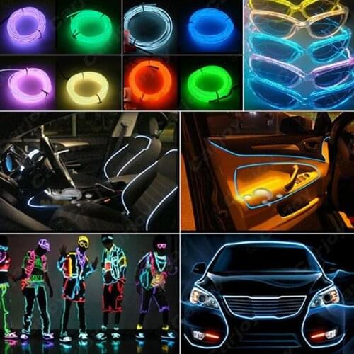 3Meters Neon Cold Light Auto Car Interior Decor DIY Assembling Lamp Flexible Wire Rope Tube Waterproof LED Strip with Controller