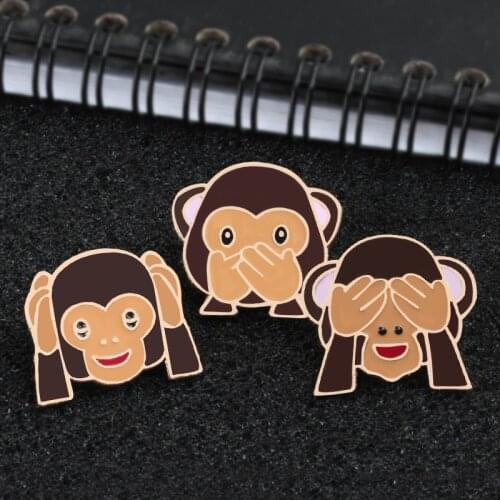 3Pcs Suit Unique Monkey Brooches Pins Women Anime Icon Backpack Badge Enamel Pin Clothes Coat Lapel Pin Cartoon Jewelry Kid Gift