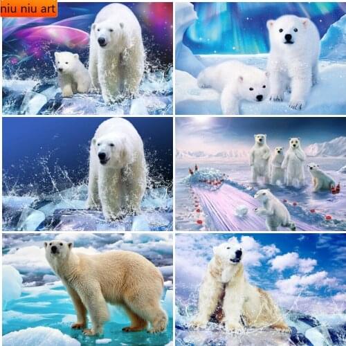 5D Diamond Painting Bear Full Square Diamond Embroidery Animals Mosaic Rhinestone Pictures Christmas Gift