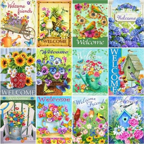 Huacan 5D Diamond Painting New Arrivals Text Flower Diamond Embroidery Mosaic Floral Modular Pictures Bedroom Decoration