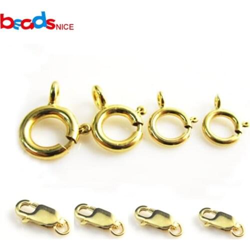 Beadsnice ID26110smt2 Gold Filled Bracelet Necklace Jewelry Wholesale Round Spring Ring Clasps Gold Necklace Clasp