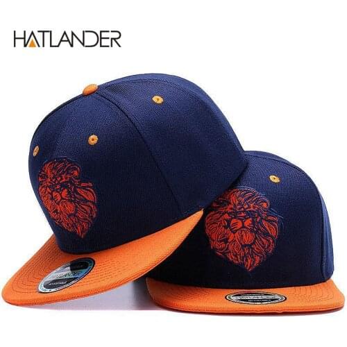 High quality lion face embroidery snapback cap cool king hip hop hat for boys and girls