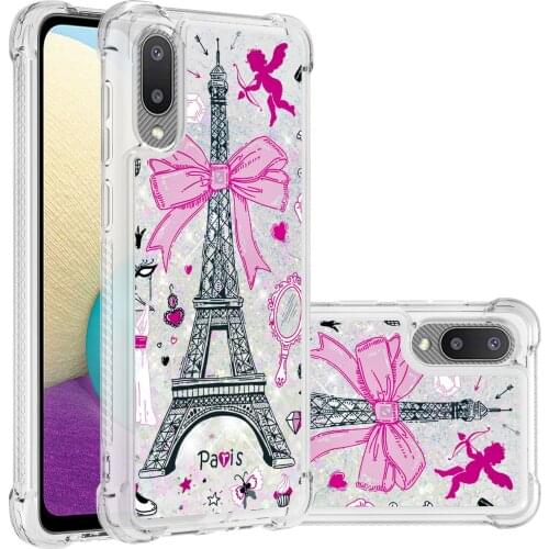 Glitter Sequin Liquid Quicksand Shockproof Phone Case For Samsung Galaxy A02 / M02 Air Cushion Reinforced Corners Cover