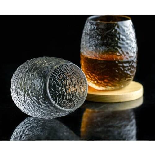 Silkworm Cocoon Hammer Pattern Manual Crystal Art Old Fashioned Whisky Glass Verre Whiskey Rock Cup Beer Wine Drinking Glasses