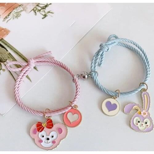 Bracelet Hair Rope Hairs Ring Rubber Band 2021 High-end Fshion Charm Couple Magnet Attract A Pair Of Cute Cartoon