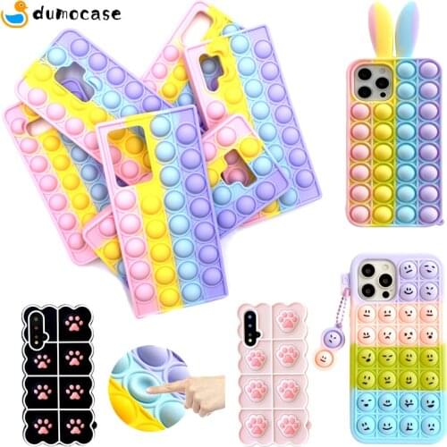 Push It Bubble Relieve Stress Rainbow Case for Xiaomi Redmi Note 10 9 8 Pro Mi 11 10T Lite Poco F3 M3 X3 Pro Soft Silicone Cover