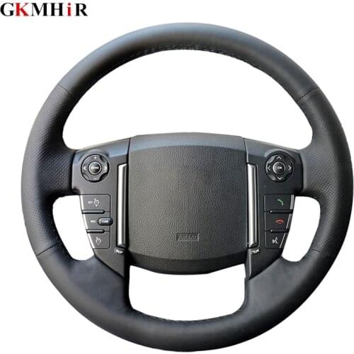 GKMHiR Artificial Leather Black Car Steering Wheel Cover for Land Rover Discoverer 3 4 Freelander 2 Range Rover Sport Edition