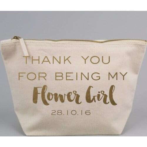 Personalize wedding THANK YOU Bride maid of honour Make Up makeup comestic Canvas Bags bridesmaid toiletry zipper pouches kits