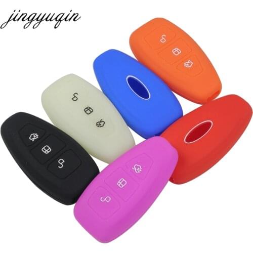 Jingyuqin 10pcs/lot Silicone Car Key Case Holder For ford Fiesta Focus Mondeo C-Max B-Max Kuga Rubber Smart Key Cover