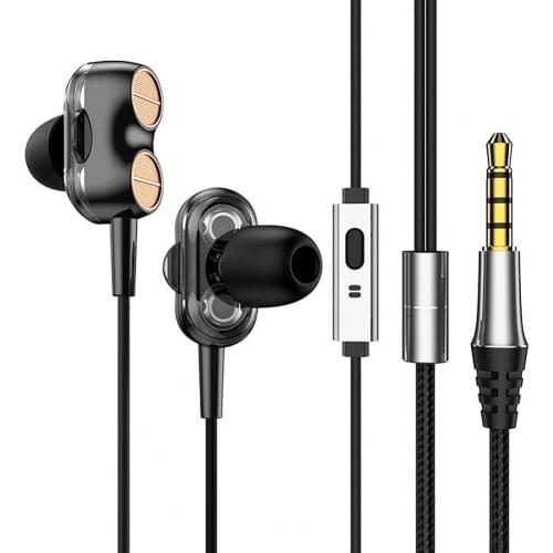 K9 Double Moving Coil Horn In-ear Noise Reduction Wired Phone Earphone with Mic