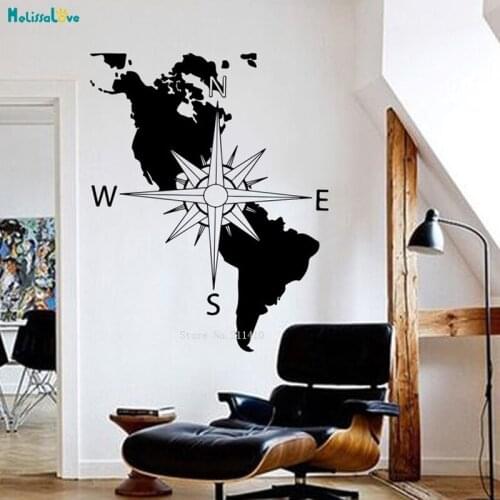 America Continent Map Wall Sticker Decals Home Decoration Living Room Connotative Navigation Removable Art Poster YT2108