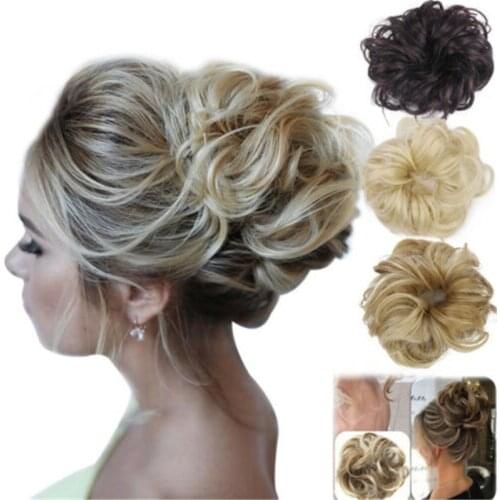 Curly Messy Bun Hair Piece Scrunchie Updo Cover Hair Extensions Real as human Holiday DIY Decorations