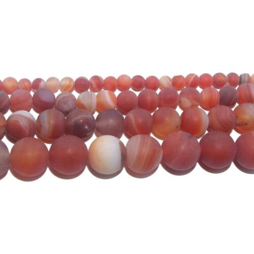 Dull Polish Matte Natural Stone Red Stripes Agates Round Loose Beads 4 6 8 10 MM Pick Size For Jewelry Making DIY Bracelet