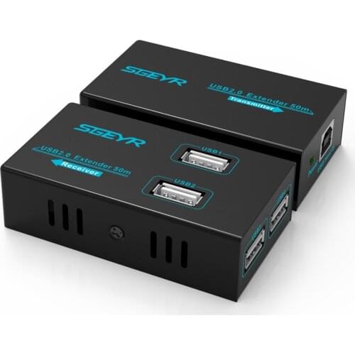 SGEYR Metal USB Extender 165ft Over Cat5e/6, USB 2.0 Extender 50M,No Drivers Connected 4 USB 2.0 Ports Over Cat5e/6, Play and Pl