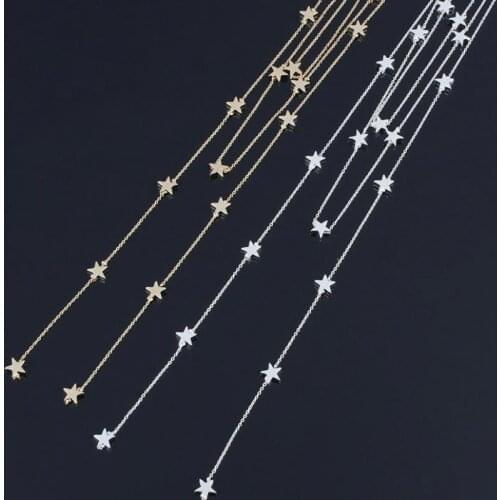 Multilayered Star Necklace For Women Minimalist Elegant Drop Star Long Pendant Tassel Chain Necklace Boho Jewelry
