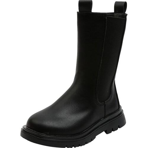 Fashion Ins Girls' Autumn and Winter New Single Boot Zipper British Style Plush Short Boots Boys' Boots Medium Kids26-36