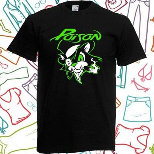 Poison Cat Logo Rock Band Legend Mens Black T-Shirt Size S to 3XL