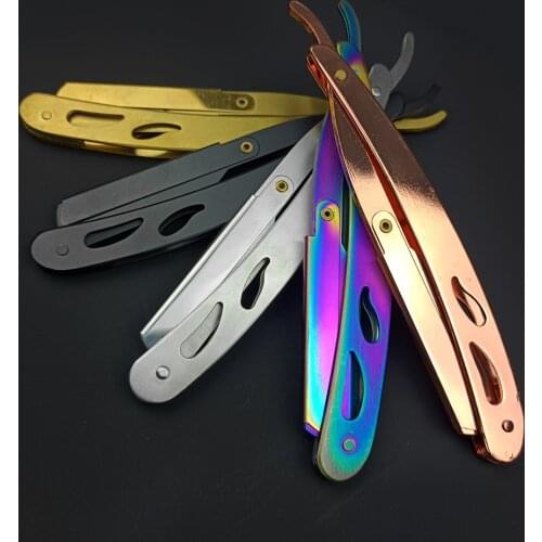 Mens and womens razors and blades antique black folding razor professional shaving head barber tools stainless steel razor