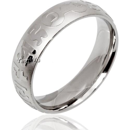 Yingwu 20pcs Wholesale Classic 6mm Stainless steel Wedding Ring for Men Women Silver Color Carved Steel Rings Band