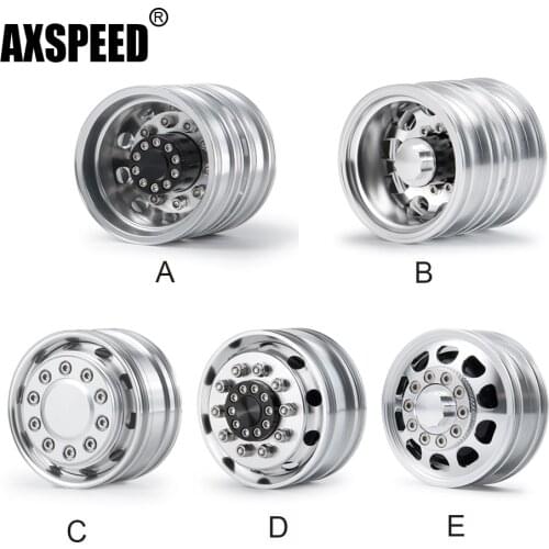 AXSPEED Alloy Metal Beadlock Front/Rear Wheel Rims Hubs for Tamiya 1:14 RC Tractor Climbing Trailer Cargo Truck Car Upgrade Part