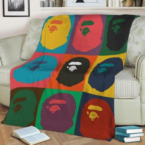 Bape monkey hypebeast 3D Print Plush Blanket Throw On Sofa Home Decor Soft Warmth Washable Nap Blanket Dropshipping