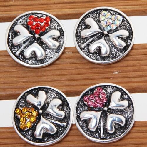 Hot KZ1202 Elegant Hearts Rhinestone 18mm snap buttons fit DIY beauty snaps Bangles necklaces jewelry wholesale