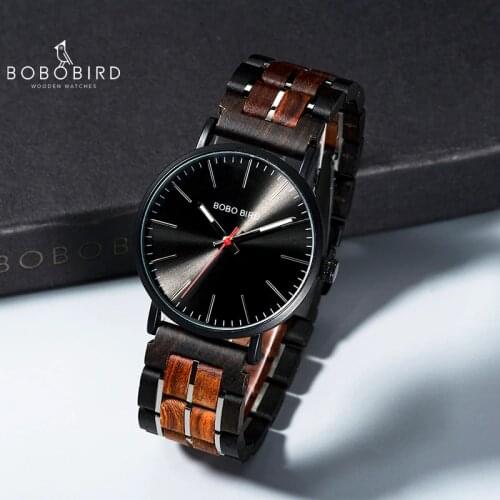 Relogio masculino 2020 BOBO BIRD Men Quartz Wristwatch Wooden Watch Timepieces With Gift Wood Box V-S19