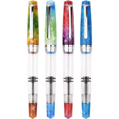 Moonman PENBBS 309 Acrylic Piston Fountain Pen Iridium Fine Nib 0.5mm Silver Clip Ink Pen Office Writing Gift Pen with Box