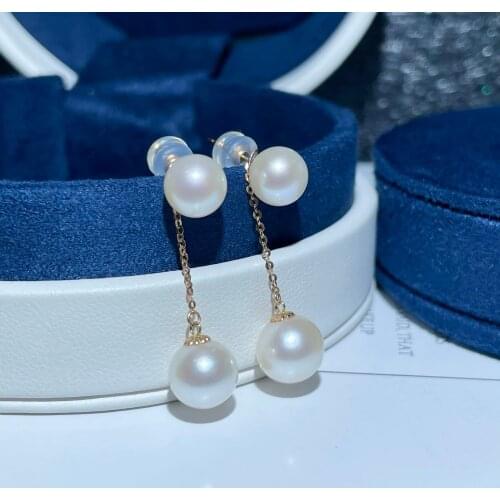 Shilovem 18k yellow Natural freshwater pearls Drop Earrings fine Jewelry women trendy anniversary Christmas gift myme7-85521zz